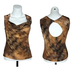 VINTAGE Lori Ann Gold‎ Tone Cut out Tank Top
